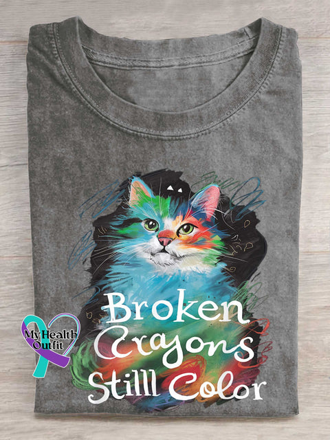 Broken Crayons Stilll Color Cat T-shirt Grey / S