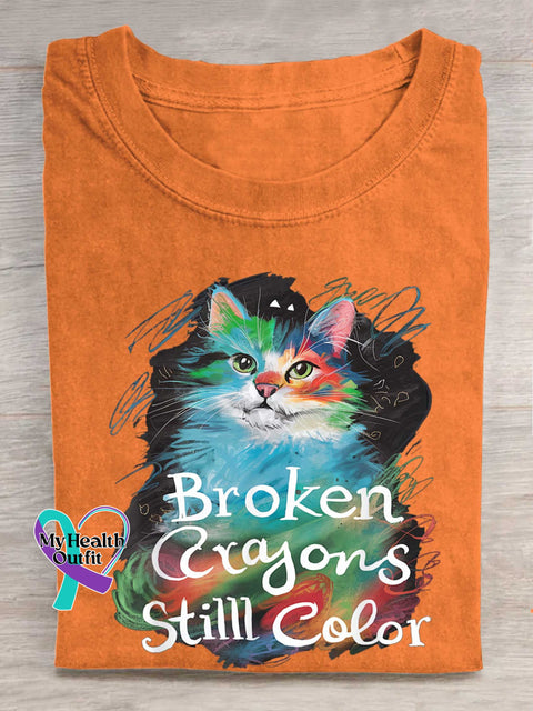 Broken Crayons Stilll Color Cat T-shirt Orange / S