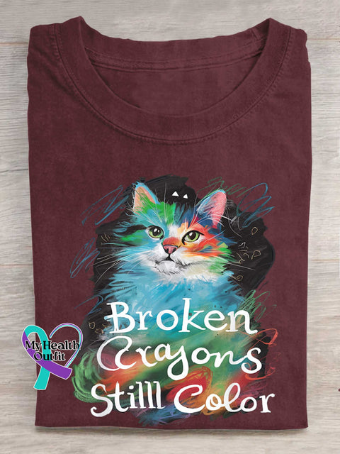 Broken Crayons Stilll Color Cat T-shirt Red / S
