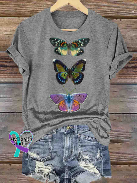 Butterfly Art T-shirt Gray / S