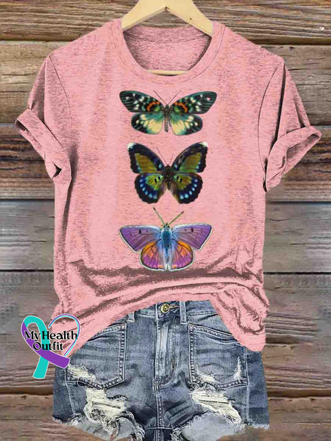 Butterfly Art T-shirt Pink / S