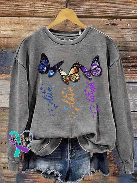 Butterfly Christian Letter Print Casual Sweatshirt Grey / S