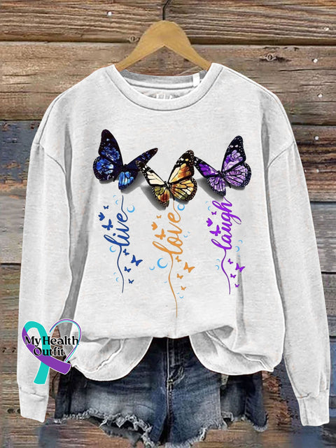 Butterfly Christian Letter Print Casual Sweatshirt White / S