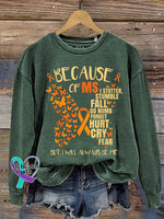 Butterfly Ms Awareness Multiple Sclerosis Warrior Multiple Sclerosis Orange Ribbon Casual Sweatshirt Green / S