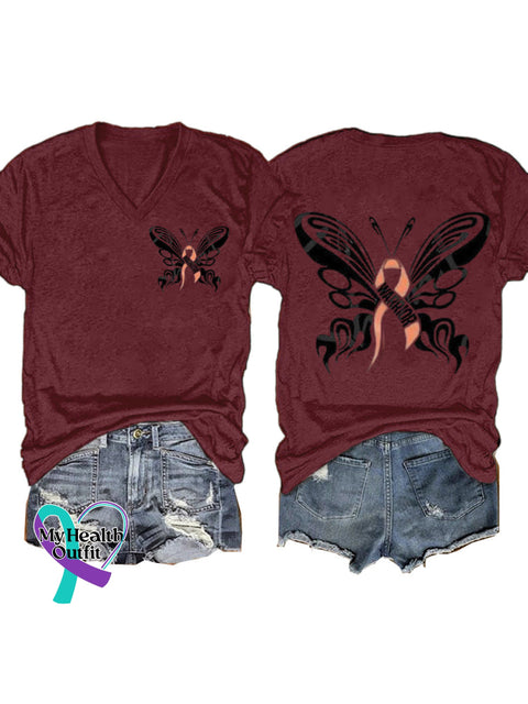 Butterfly Short-Sleeved Casual t-Shirt Claret / S