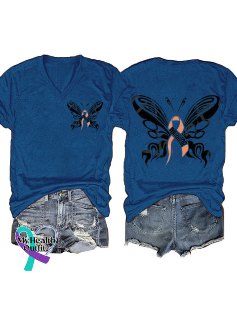 Butterfly Short-Sleeved Casual t-Shirt NavyBlue / S