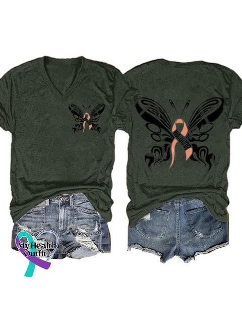 Butterfly Short-Sleeved Casual t-Shirt OliveGreen / S