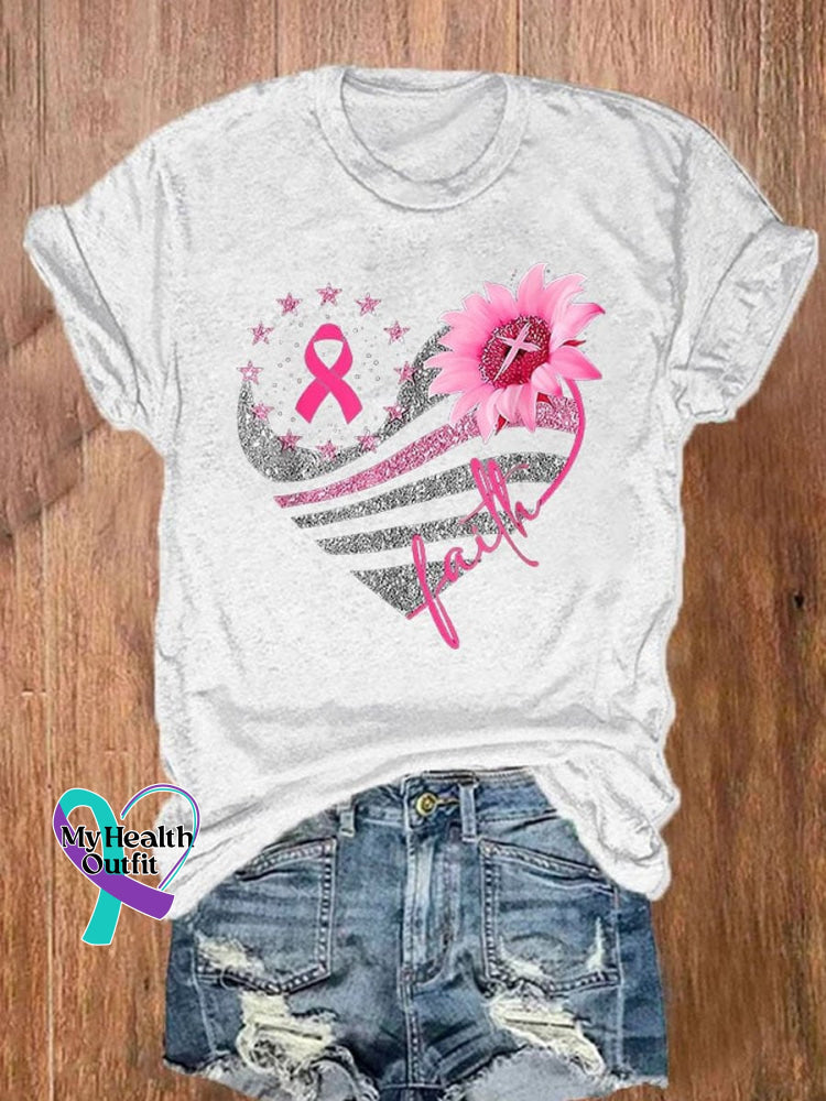 (🔥Buy 2 Get 3Rd 30% Off Buy 5 6Th Free)Women’s Pink October Breast Art Casual T-Shirt White / S