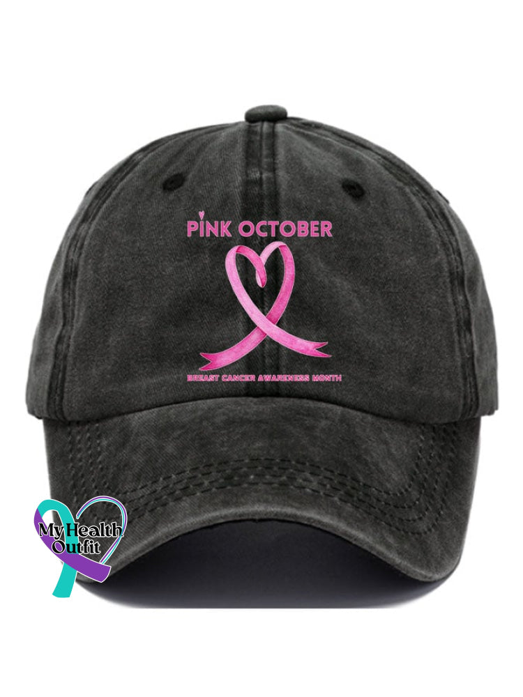 (🔥Buy 2 Get 3Rd 30% Off)Pi̇nk October Breast Cancer Awareness Month Print Baseball Cap Black /