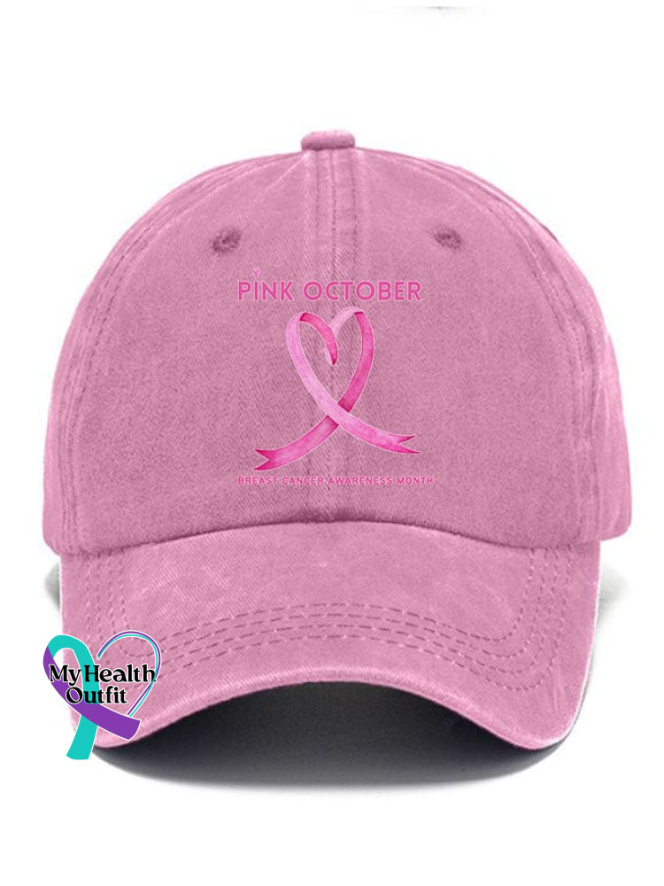 (🔥Buy 2 Get 3Rd 30% Off)Pi̇nk October Breast Cancer Awareness Month Print Baseball Cap Pink /