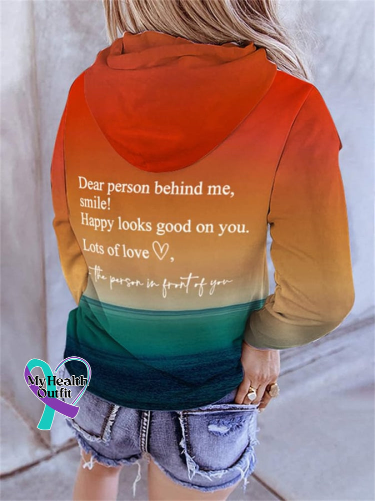 🔥Buy 3 Get 10% Off🔥Dear Person Behind Me Smile Sunset Beach Gradient Print Long Sleeve Hoodie