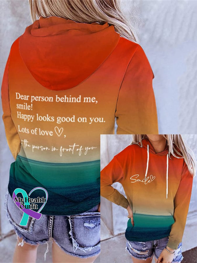 🔥Buy 3 Get 10% Off🔥Dear Person Behind Me Smile Sunset Beach Gradient Print Long Sleeve Hoodie