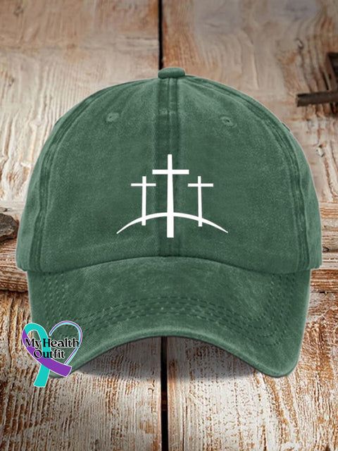 🔥Buy 3 Get 10% Off🔥Unisex Distressed Washed Cotton Faith Print Hat Army Green / One-Size