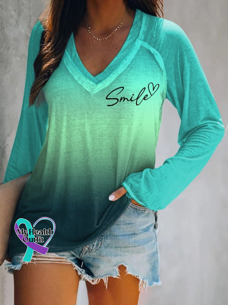 🔥Buy 3 Get 10% Off🔥Women’s Dear Person Behind Me Smile Ombre Print Casual T-Shirt