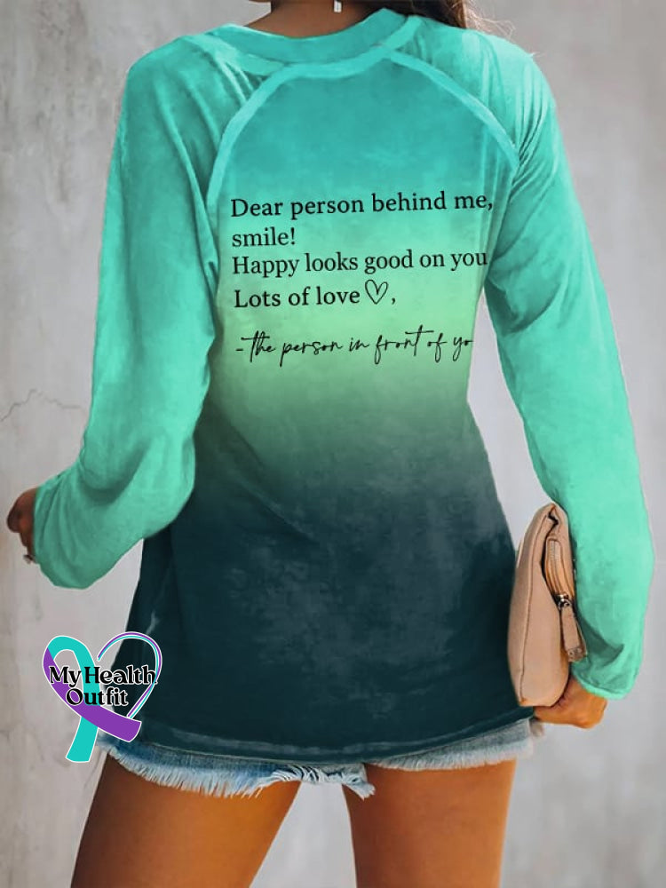 🔥Buy 3 Get 10% Off🔥Women’s Dear Person Behind Me Smile Ombre Print Casual T-Shirt