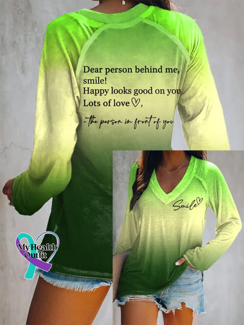 🔥Buy 3 Get 10% Off🔥Women’s Dear Person Behind Me Smile Ombre Print Casual T-Shirt Grass Green / S
