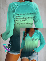 🔥Buy 3 Get 10% Off🔥Women’s Dear Person Behind Me Smile Ombre Print Casual T-Shirt Green / S