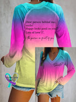 🔥Buy 3 Get 10% Off🔥Women’s Dear Person Behind Me Smile Ombre Print Casual T-Shirt Purple / S