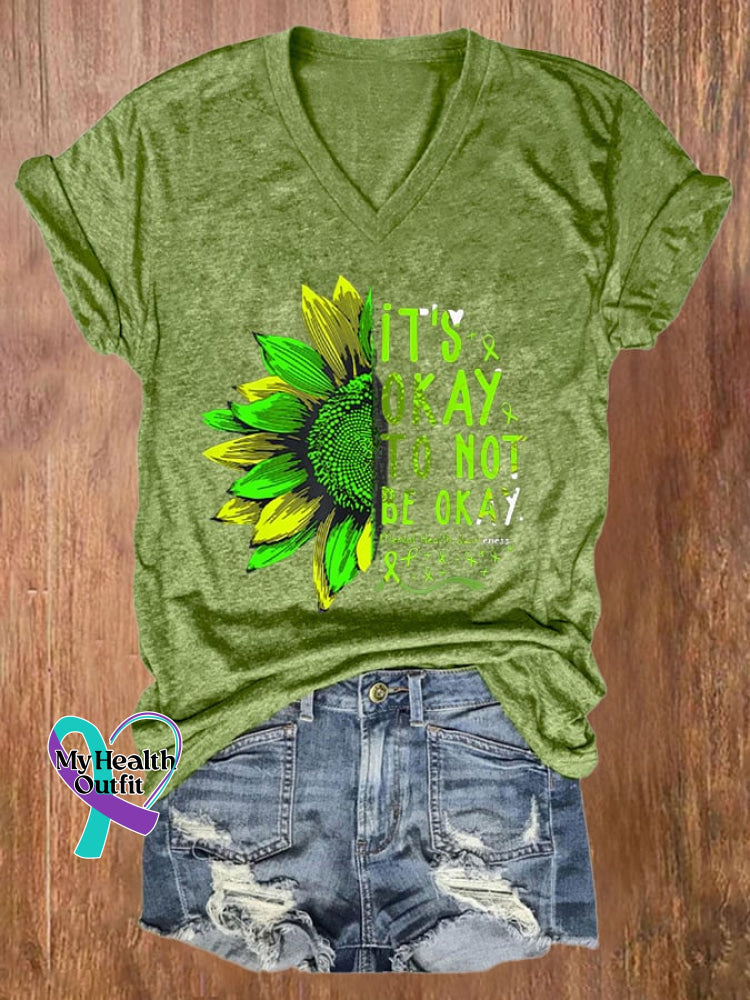 🔥Buy 3 Get 10% Off🔥Women’s It’s Okay To Not Be Print Casual T-Shirt Green / S