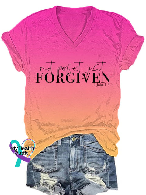 🔥Buy 3 Get 10% Off🔥Women’s Not Perfect Just Forgiven Print T-Shirt Picture 2 / S