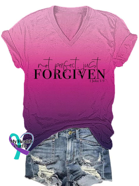 🔥Buy 3 Get 10% Off🔥Women’s Not Perfect Just Forgiven Print T-Shirt Picture 4 / S