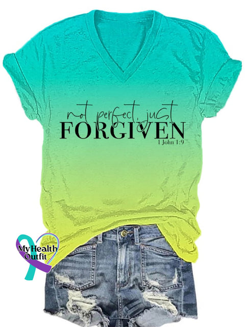 🔥Buy 3 Get 10% Off🔥Women’s Not Perfect Just Forgiven Print T-Shirt Picture 5 / S