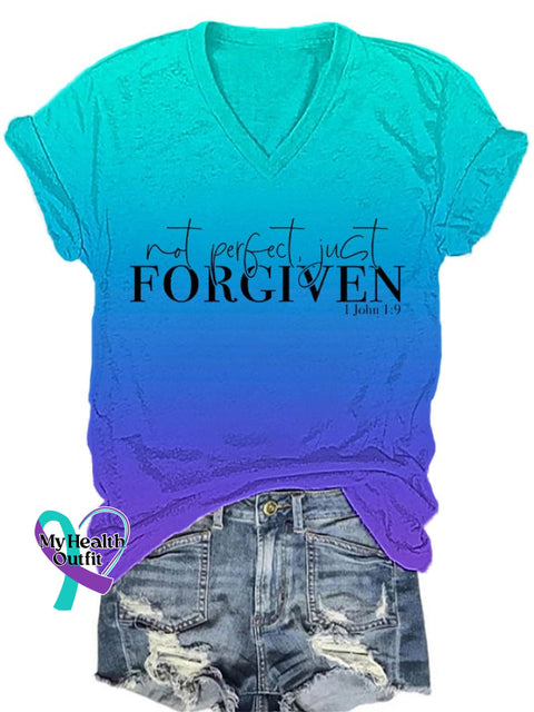 🔥Buy 3 Get 10% Off🔥Women’s Not Perfect Just Forgiven Print T-Shirt Picture / S