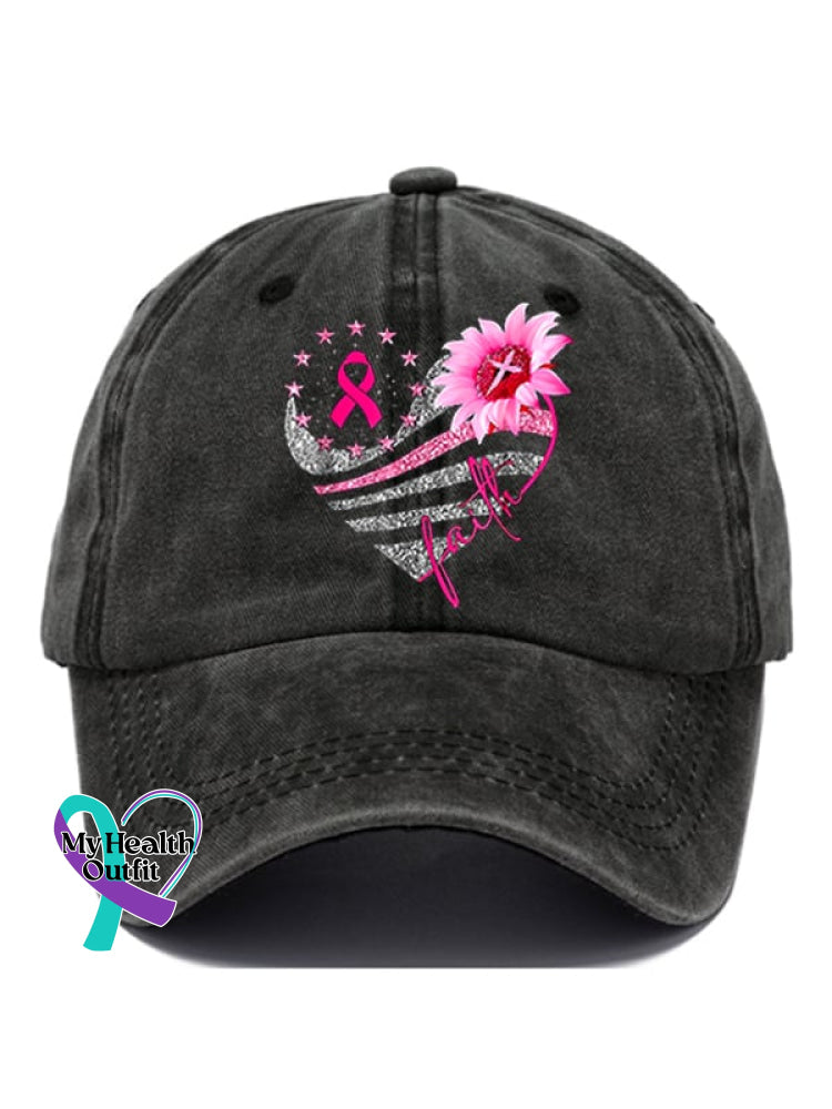(🔥Buy 5 Get 6Th Free)Breast Cancer Casual Print Baseball Cap Black / One-Size