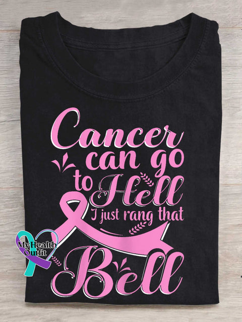 Cancer Can Go To Hell I Just Rang The Bell Breast Cancer Awareness T-shirt Black / S