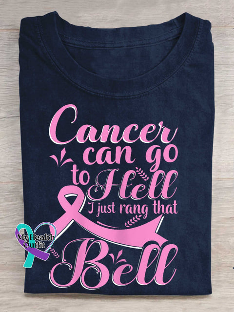 Cancer Can Go To Hell I Just Rang The Bell Breast Cancer Awareness T-shirt Blue / S