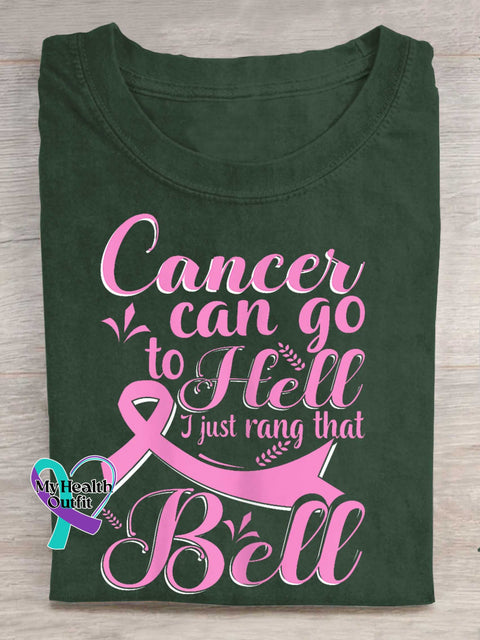 Cancer Can Go To Hell I Just Rang The Bell Breast Cancer Awareness T-shirt Green / S
