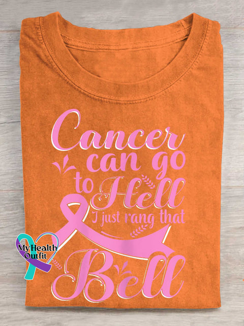 Cancer Can Go To Hell I Just Rang The Bell Breast Cancer Awareness T-shirt Orange / S