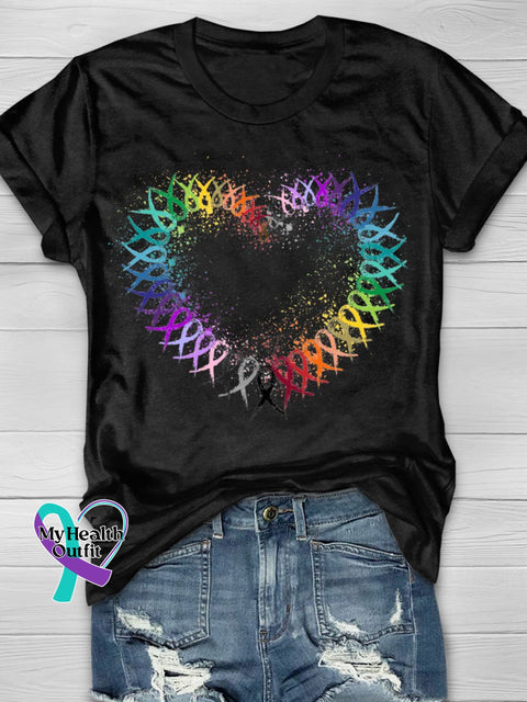 Cancer Fight Print T-Shirt Black / S