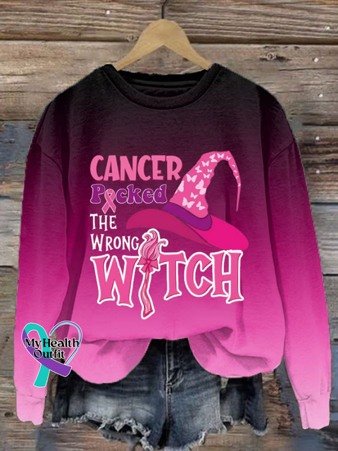 CANCER Picked THE WRONG WITCH Breast Cancer Awareness Sweatshirt Multicolor / S