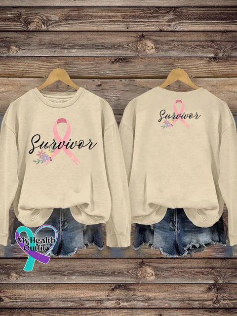 Cancer Survivor Printed Casual Sweatshirt Beige / S