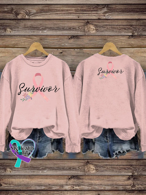 Cancer Survivor Printed Casual Sweatshirt Pink / S