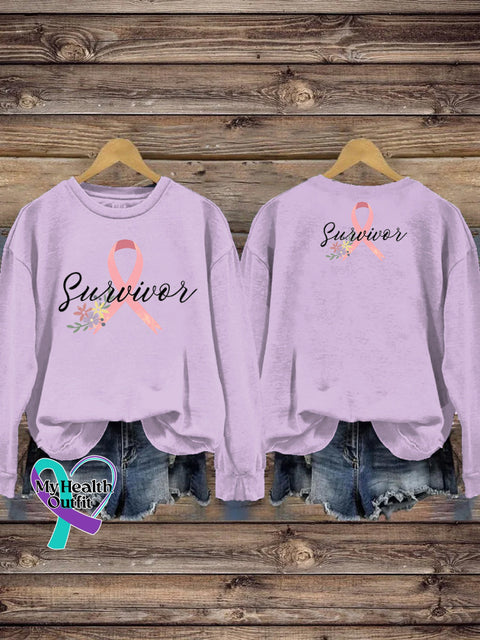 Cancer Survivor Printed Casual Sweatshirt Purple / S