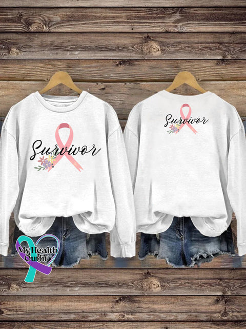 Cancer Survivor Printed Casual Sweatshirt White / S