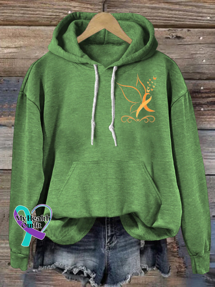 Care Multiple Sclerosis Butterfly Print Casual Hoodie Green / S