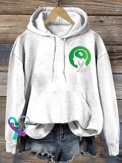 Caring for Autism Prints Casual Hoodie White / S