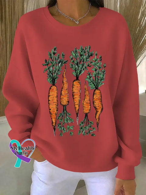 Carrot Funny Art Print Casual Sweatshirt Red / S
