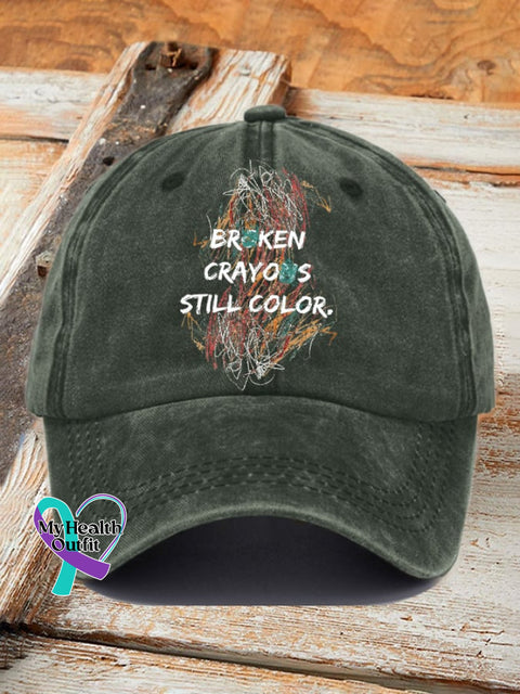 Casual Broken Crayons Still Color Print Baseball Cap Army Green / One-Size
