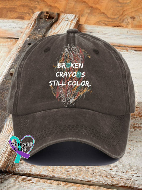 Casual Broken Crayons Still Color Print Baseball Cap Coffee / One-Size