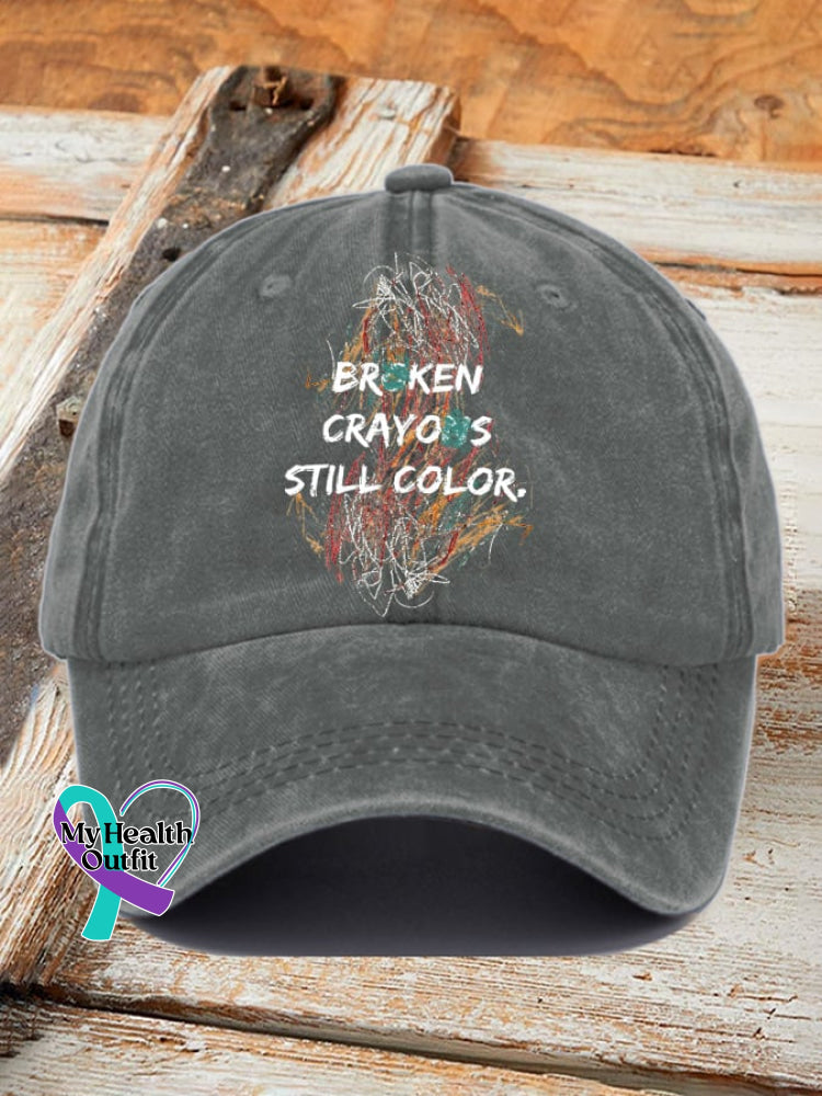 Casual Broken Crayons Still Color Print Baseball Cap Grey / One-Size