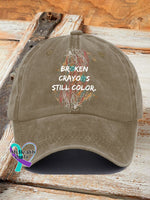 Casual Broken Crayons Still Color Print Baseball Cap Khaki / One-Size
