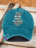 Casual Broken Crayons Still Color Print Baseball Cap Lake Blue / One-Size