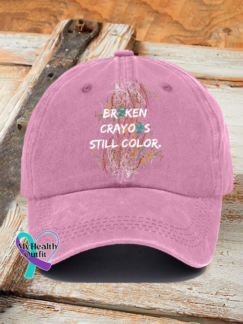 Casual Broken Crayons Still Color Print Baseball Cap Pink / One-Size