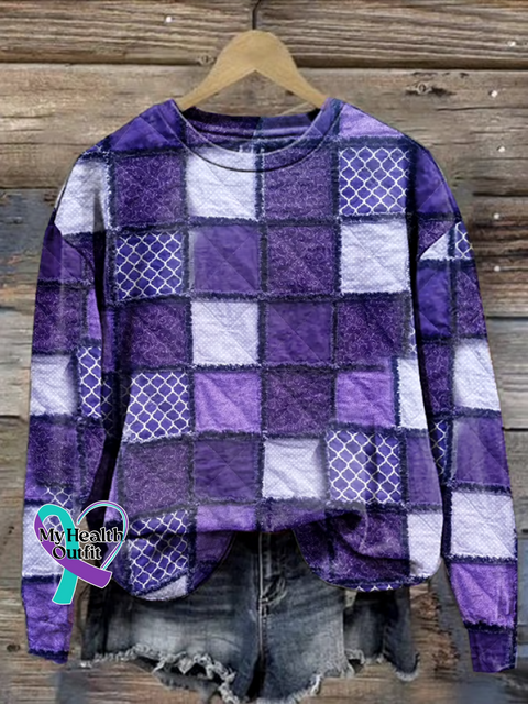Casual Crew Neck Text Letters Sweatshirt Purple / S /new-trends