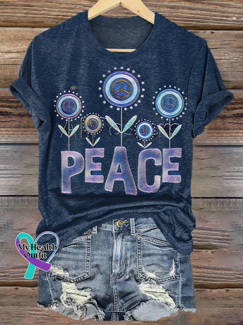 Casual Geometric Crew Neck Short Sleeve T-shirt