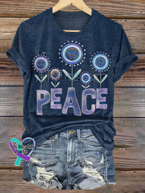 Casual Geometric Crew Neck Short Sleeve T-shirt As Picture / S